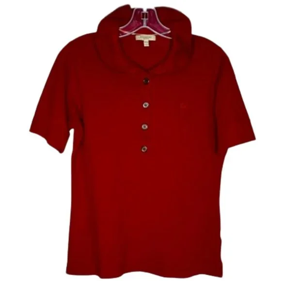 Burberry London Ruffled Collar Polo Shirt Claret- L
